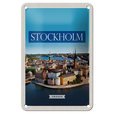 Panneau de voyage en étain, 12x18cm, panneau de ville médiévale de Stockholm, suède