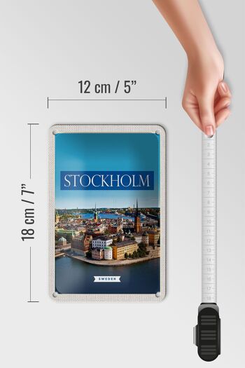 Panneau de voyage en étain, 12x18cm, panneau de ville médiévale de Stockholm, suède 5