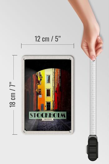 Panneau de voyage en étain, 12x18cm, Stockholm, suède, allée, signe de voyage 5