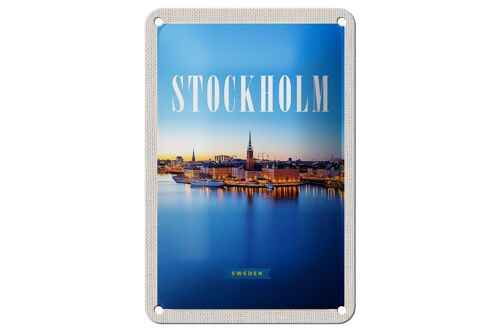 Blechschild Reise 12x18cm Stockholm Schweden Meer Städtetrip Schild