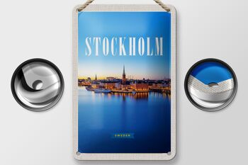 Panneau de voyage en étain, 12x18cm, Stockholm, suède, panneau de voyage en ville maritime 2