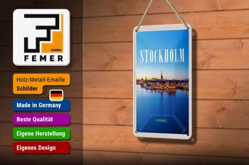 Panneau de voyage en étain, 12x18cm, Stockholm, suède, panneau de voyage en ville maritime 3
