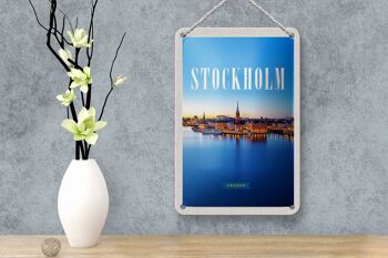 Panneau de voyage en étain, 12x18cm, Stockholm, suède, panneau de voyage en ville maritime 4