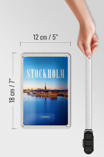 Panneau de voyage en étain, 12x18cm, Stockholm, suède, panneau de voyage en ville maritime 5