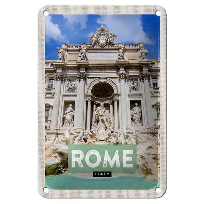 Cartel de chapa de viaje, 12x18cm, Roma, Italia, fuente de Trevi, señal de fuente