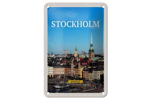 Blechschild Reise 12x18cm Stockholm Schweden Altstadt Übersicht Schild
