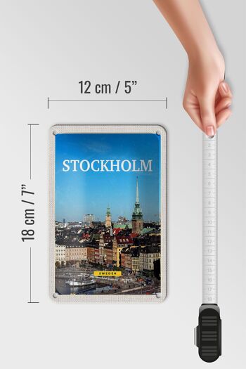 Panneau de voyage en étain 12x18cm, panneau d'aperçu de la vieille ville de Stockholm, suède 5