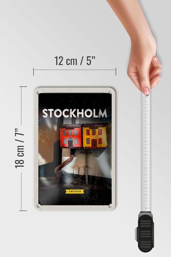 Panneau de voyage en étain, 12x18cm, panneau artistique de maison de Stockholm, suède 5