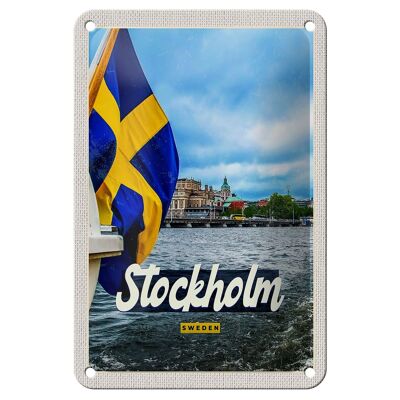 Blechschild Reise 12x18cm Stockholm Schweden Bootstur Meer Schild