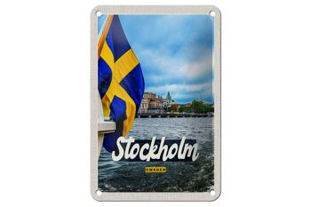Panneau de voyage en étain, 12x18cm, Stockholm, suède, porte de bateau, signe de mer 1
