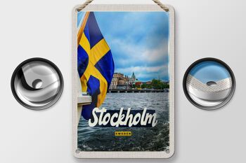 Panneau de voyage en étain, 12x18cm, Stockholm, suède, porte de bateau, signe de mer 2