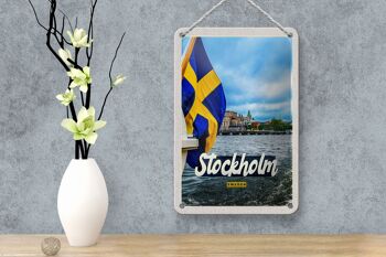 Panneau de voyage en étain, 12x18cm, Stockholm, suède, porte de bateau, signe de mer 4