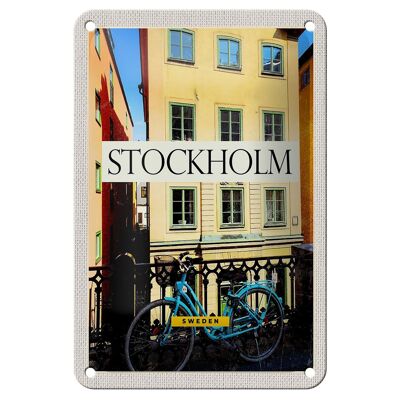 Targa in metallo da viaggio 12x18 cm Stoccolma Svezia Edificio da viaggio