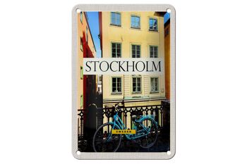 Panneau de voyage en étain, 12x18cm, panneau de voyage de construction de Stockholm, suède 1