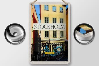 Panneau de voyage en étain, 12x18cm, panneau de voyage de construction de Stockholm, suède 2