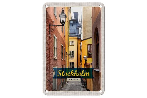 Blechschild Reise 12x18cm Stockholm Schweden Altstadt Gasse Schild