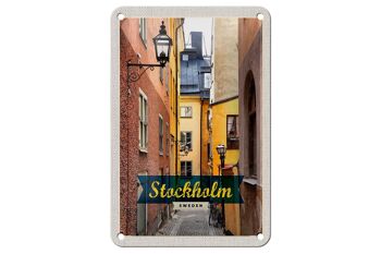 Panneau de voyage en étain, 12x18cm, Stockholm, suède, panneau d'allée de la vieille ville 1