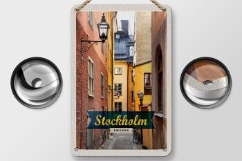 Panneau de voyage en étain, 12x18cm, Stockholm, suède, panneau d'allée de la vieille ville 2