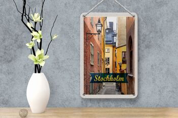 Panneau de voyage en étain, 12x18cm, Stockholm, suède, panneau d'allée de la vieille ville 4
