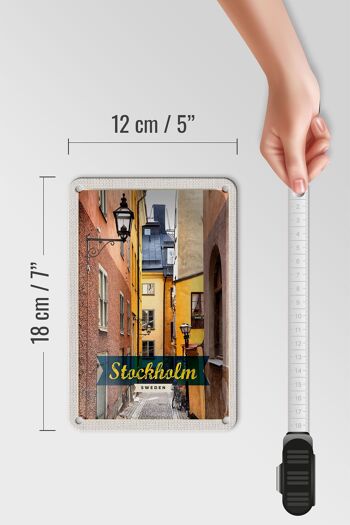 Panneau de voyage en étain, 12x18cm, Stockholm, suède, panneau d'allée de la vieille ville 5