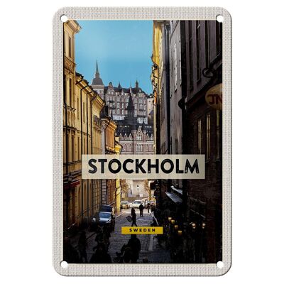 Blechschild Reise 12x18cm Stockholm Schweden Altstadt Reise Schild