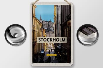 Panneau de voyage en étain 12x18cm, panneau de voyage de la vieille ville de Stockholm, suède 2