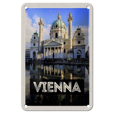 Tin sign travel 12x18cm Vienna Austria Karlskirche travel sign