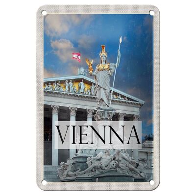 Tin sign travel 12x18cm Vienna Austria Pallas Athene travel sign