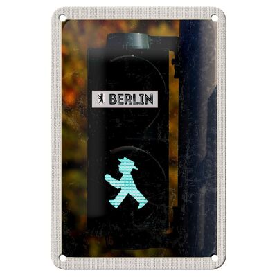 Targa in metallo da viaggio 12x18 cm Berlino Germania Semaforo da viaggio
