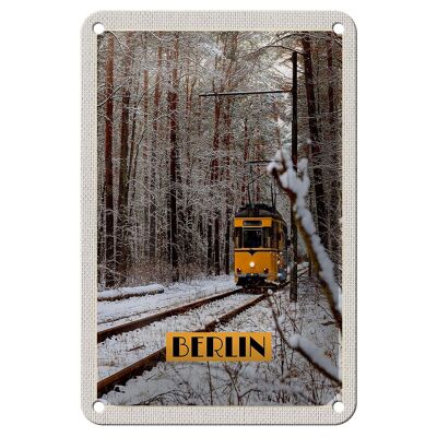 Blechschild Reise 12x18cm Berlin Deutschland Schnee Reise Schild