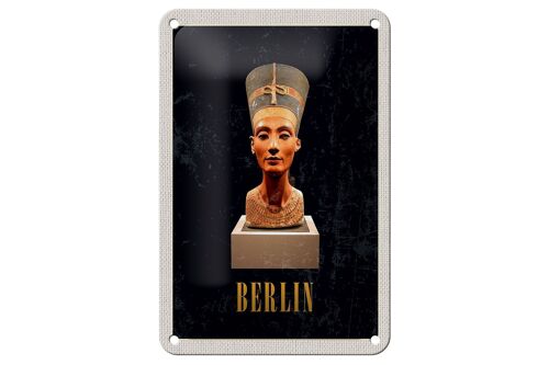 Blechschild Reise 12x18cm Berlin DE Museum Nefertiti Bust Schild