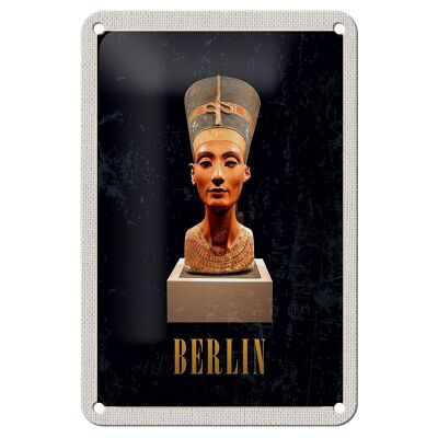Cartel de chapa de viaje, 12x18cm, Berlín, DE, Museo, Nefertiti, busto