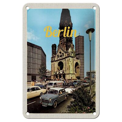 Tin sign travel 12x18cm Berlin Germany antique painting travel