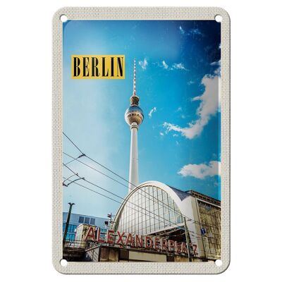 Blechschild Reise 12x18cm Berlin Deutschland Fernsehturm Trip