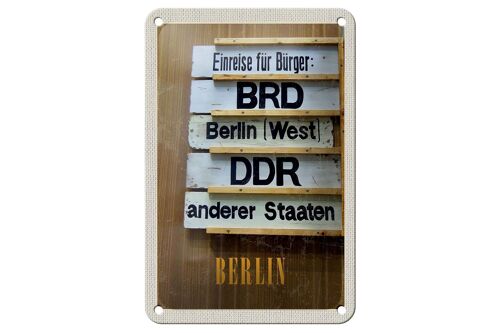 Blechschild Reise 12x18cm Berlin DE BRD DDR West Bild Schild
