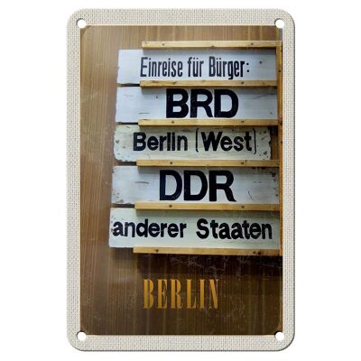 Blechschild Reise 12x18cm Berlin DE BRD DDR West Bild Schild