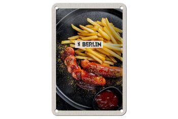 Panneau de voyage en étain, 12x18cm, Berlin, allemagne, saucisse au curry, signe alimentaire 1