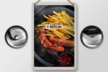 Panneau de voyage en étain, 12x18cm, Berlin, allemagne, saucisse au curry, signe alimentaire 2