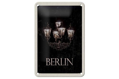 Blechschild Reise 12x18cm Berlin Deutschland schwarz weiß Schild