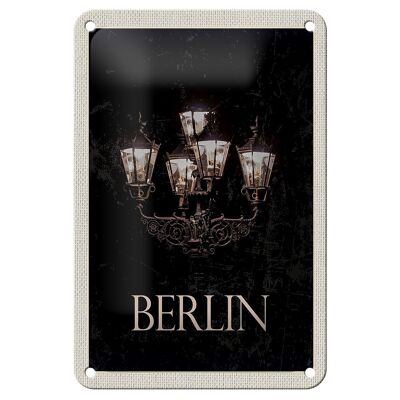 Cartel de chapa de viaje 12x18cm Berlín Alemania cartel blanco negro