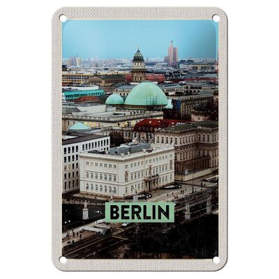 Panneau de voyage en étain, 12x18cm, Berlin, allemagne, vue de Berlin