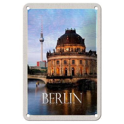 Cartel de chapa de viaje, 12x18cm, Berlín, Alemania, retrato, cartel de río