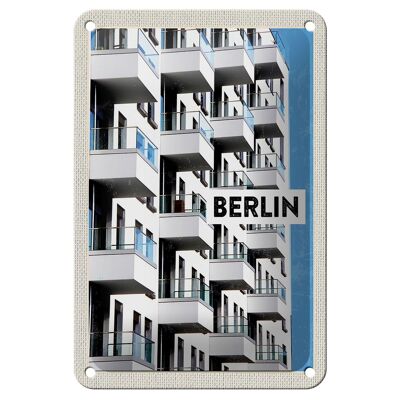 Panneau de voyage en étain, 12x18cm, Berlin, allemagne, nouveau bâtiment, panneau de voyage