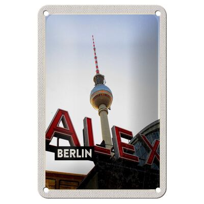 Cartel de chapa de viaje 12x18cm Berlín Alemania Alex TV Tower Sign