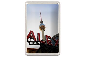 Panneau de voyage en étain, 12x18cm, Berlin, allemagne, Alex, tour de télévision 1