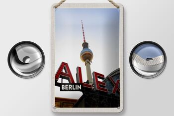 Panneau de voyage en étain, 12x18cm, Berlin, allemagne, Alex, tour de télévision 2