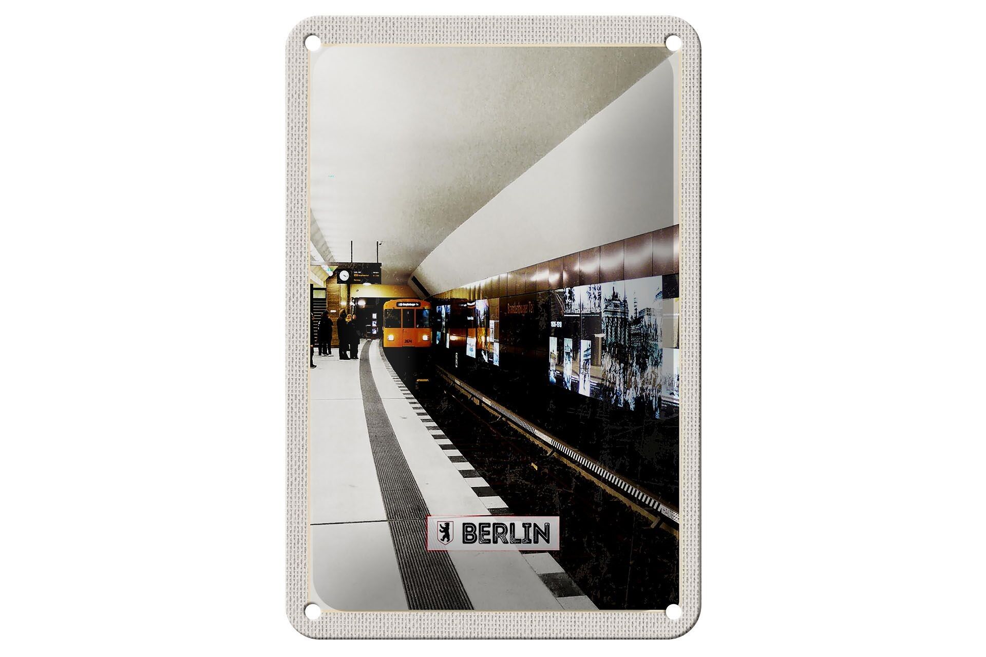 Cartel de chapa de viaje, decoración del metro de Berlín, Alemania, 12x18cm