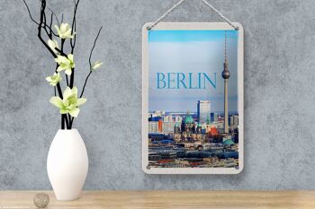 Panneau de voyage en étain, 12x18cm, Berlin, allemagne, vue de la ville 4