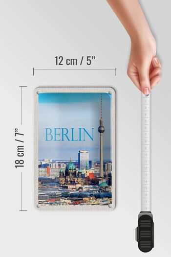 Panneau de voyage en étain, 12x18cm, Berlin, allemagne, vue de la ville 5
