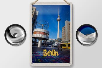 Panneau de voyage en étain, 12x18cm, horloge de Berlin, allemagne, panneau Alexanderplatz 2